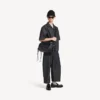 Mala a tiracolo masculina Le City com vários bolsos, tamanho médio, em preto