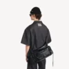 Mala a tiracolo masculina Le City com vários bolsos, tamanho médio, em preto