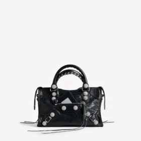 Mala City para mulher, pequena, com tachas gigantes e strass, em preto