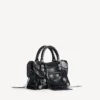 Mala City para mulher, pequena, com tachas gigantes e strass, em preto