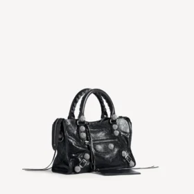 Mala City para mulher, pequena, com tachas gigantes e strass, em preto