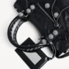 Mala City para mulher, pequena, com tachas gigantes e strass, em preto