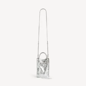 Mala City Tote com suporte para telemóvel para mulher, em prateado