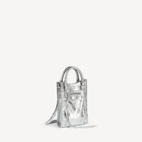 Mala City Tote com suporte para telemóvel para mulher, em prateado