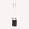 Mala City Tote com suporte para telemóvel para mulher, em preto