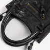 Mala City Tote com suporte para telemóvel para mulher, em preto