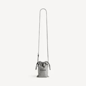 Mala de compras masculina com suporte para telemóvel em cinzento Balenciaga