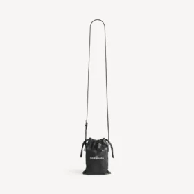 Mala de compras masculina com suporte para telemóvel em preto
