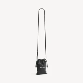 Mala de compras masculina com suporte para telemóvel em preto