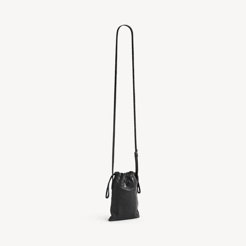 Mala de compras masculina com suporte para telemóvel em preto Mala de compras masculina com suporte para telemóvel em preto