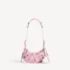 Mala de ombro Le Cagole para mulher, tamanho XS, em rosa claro