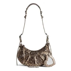 Mala de Ombro Le Cagole XS Metalizada com Estampado de Leopardo «Castanho» 6713092AAV72529