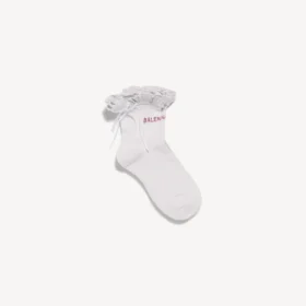Meias com laço para mulher em branco/rosa