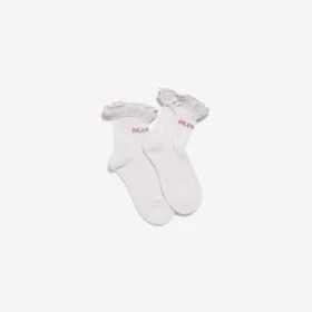 Meias com laço para mulher em branco/rosa