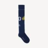 Meias compridas masculinas com emblema naval em azul-marinho