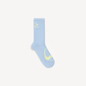 Meias desportivas masculinas com laço e ícone em azul/amarelo