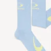 Meias desportivas masculinas com laço e ícone em azul/amarelo Meias desportivas masculinas com laço e ícone em azul/amarelo
