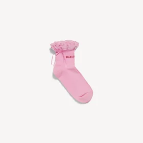 Meias femininas com laço em rosa/vermelho
