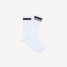 Meias masculinas com logótipo em branco/preto