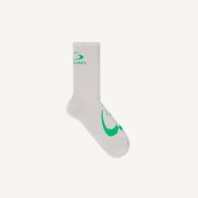 Meias masculinas com o ícone desportivo «Loop» em cinzento/verde