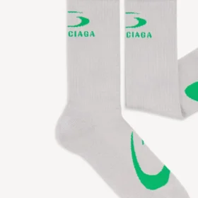 Meias masculinas com o ícone desportivo «Loop» em cinzento/verde