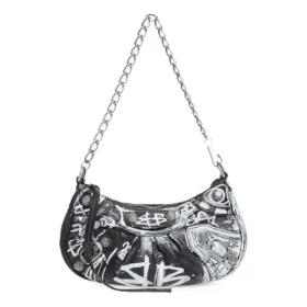 Mini-bolsa Le Cagole com corrente e grafite «Black» 695814210G61090
