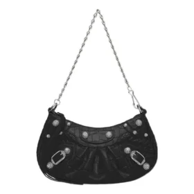 Mini-bolsa Le Cagole com corrente e relevo de crocodilo «Preto» 69581423EJY1000