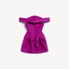 Mini-vestido feminino com ombros à mostra em roxo