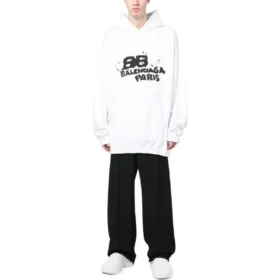 Moletom com capuz com ícone BB Icon desenhado à mão, corte largo «Branco» 620973TNVQ19040