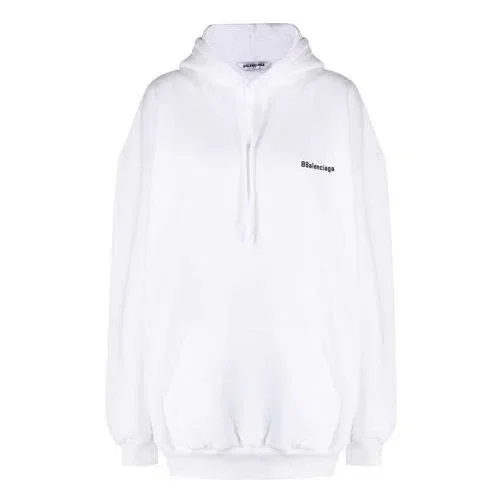 Moletom com capuz de algodão SS21 com logótipo de etiqueta pequena, branco 578135TJV859040