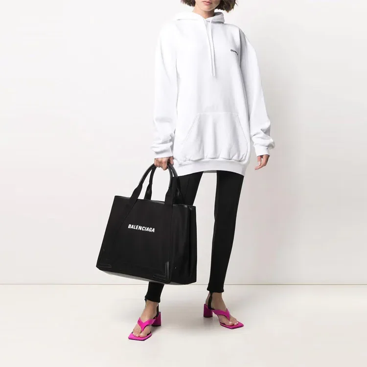 Moletom com capuz de algodão SS21 com logótipo de etiqueta pequena, branco 578135TJV859040