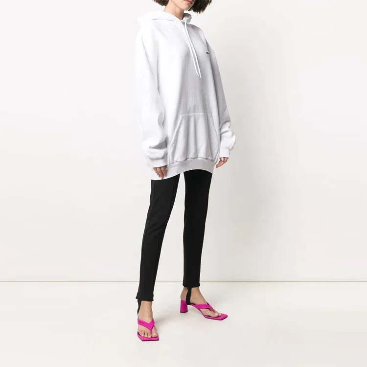 Moletom com capuz de algodão SS21 com logótipo de etiqueta pequena, branco 578135TJV859040