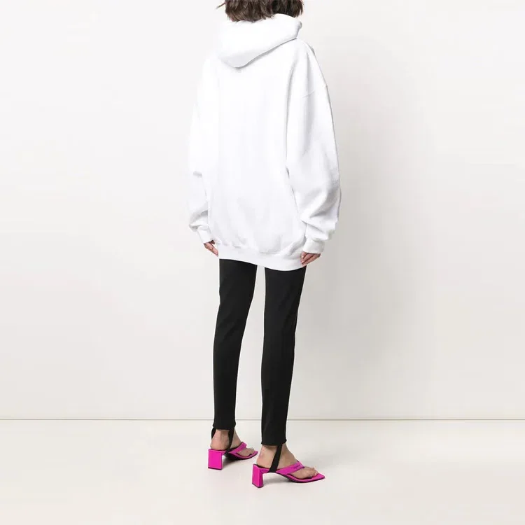 Moletom com capuz de algodão SS21 com logótipo de etiqueta pequena, branco 578135TJV859040