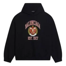 Moletom com capuz e estampado do logótipo da faculdade «Est. 1917», corte largo «Preto» 674986TLV901076