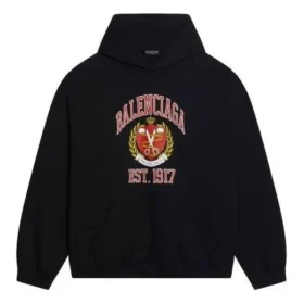 Moletom com capuz e estampado do logótipo da faculdade «Est. 1917», corte largo «Preto» 675003TLV901076 Moletom com capuz e estampado do logótipo da faculdade «Est. 1917», corte largo «Preto» 675003TLV901076