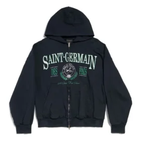 Moletom com capuz e fecho completo Saint Germain, corte regular «Azul escuro» 803264TRVO98065