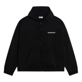 Moletom com capuz e fecho de correr, corte largo «Preto» 674719TLVB49034