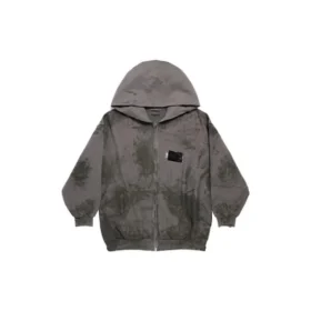Moletom com capuz e fecho Gaffer Heavy Washed, corte justo «Cinza» 720424TNVK51227