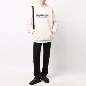Moletom com capuz e logótipo Worldwide “Branco Giz Preto” 674986TLVA99054