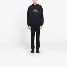 Moletom com capuz oversize em malha entrelaçada «Preto Amarelo» 578138TEV191361
