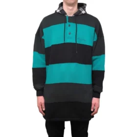 Moletom com capuz oversized às riscas «Green Black» 556137TDV325567