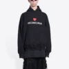 Moletom com capuz Qixi de corte largo “Black” 674986TLVC21070