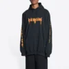 Moletom com capuz SBalenciaga Metallica, corte oversized «Black Orange» 697879TMV891055