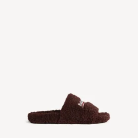 Mules aberta com forro peludo para homem em castanho