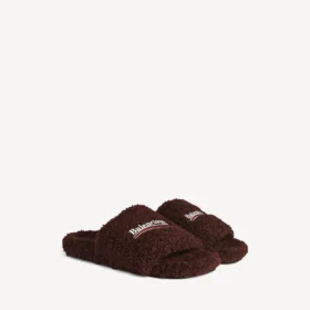 Mules aberta com forro peludo para homem em castanho