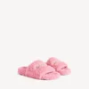 Mules aberta com pelo para mulher em rosa suave Mules aberta com pelo para mulher em rosa suave