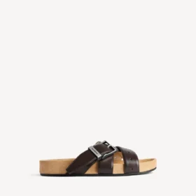 Mules com cinto para homem em moka