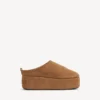 Mules de plataforma macia «Alaska» para mulher em castanho/branco