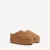 Mules de plataforma macia «Alaska» para mulher em castanho/branco