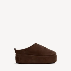 Mules de plataforma macia «Alaska» para mulher em tom café expresso claro